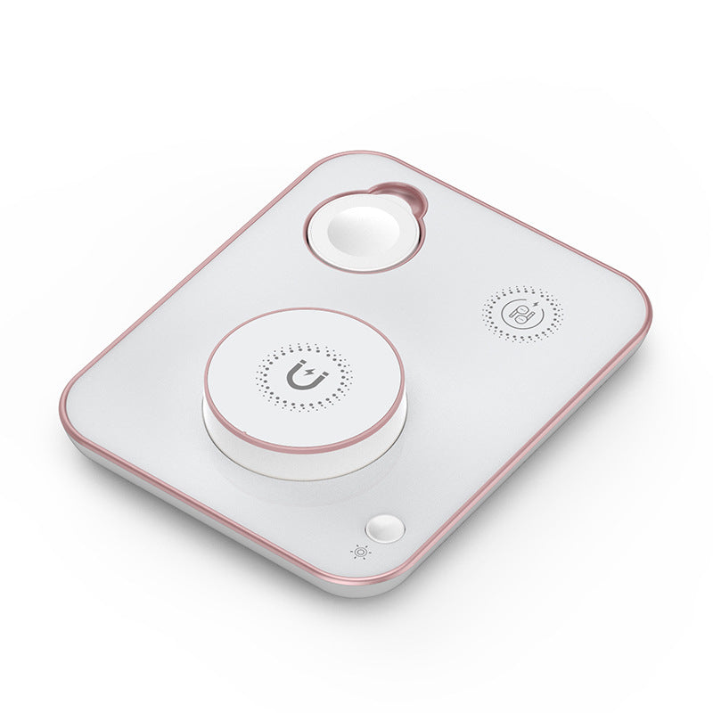 Amazon hot mobile phone three-in-one wireless charger 15W fast charge foldable seven-color ambience light wireless charger electrical appliances