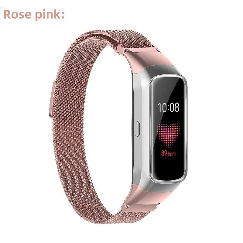 For Samsung galaxy fit SM-R370 Milan strap three beads stainless steel with bamboo joint leather belt
