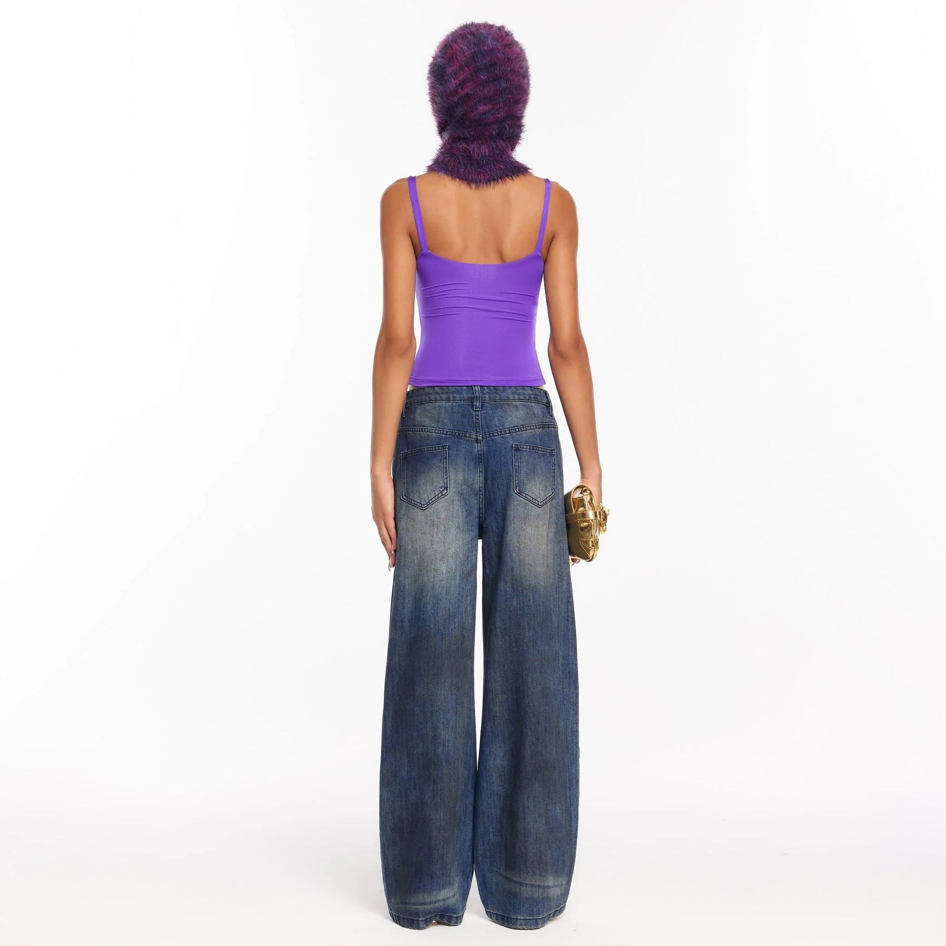 Foreign trade American high street washed worn jeans women 2024 street style retro tattered jeans straight jeans wholesale