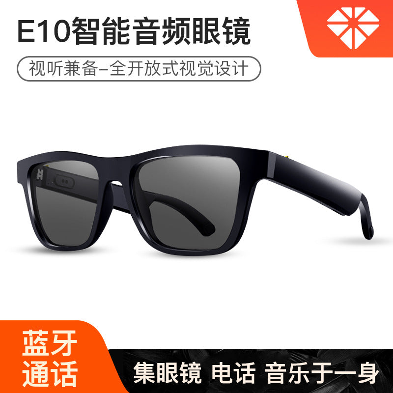 Cross-border new arrival smart glasses E10 sunglasses black technology can call to listen to music Bluetooth audio glasses