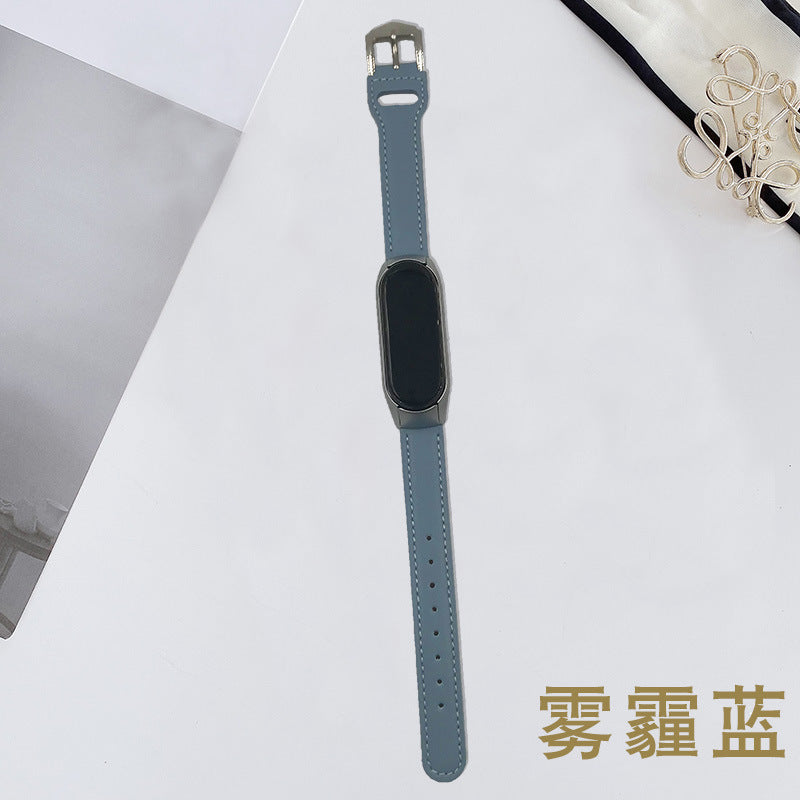 New applicable mi bracelet 5/6 7 case universal leather pure color all-matching fashion men and women bracelet watch strap