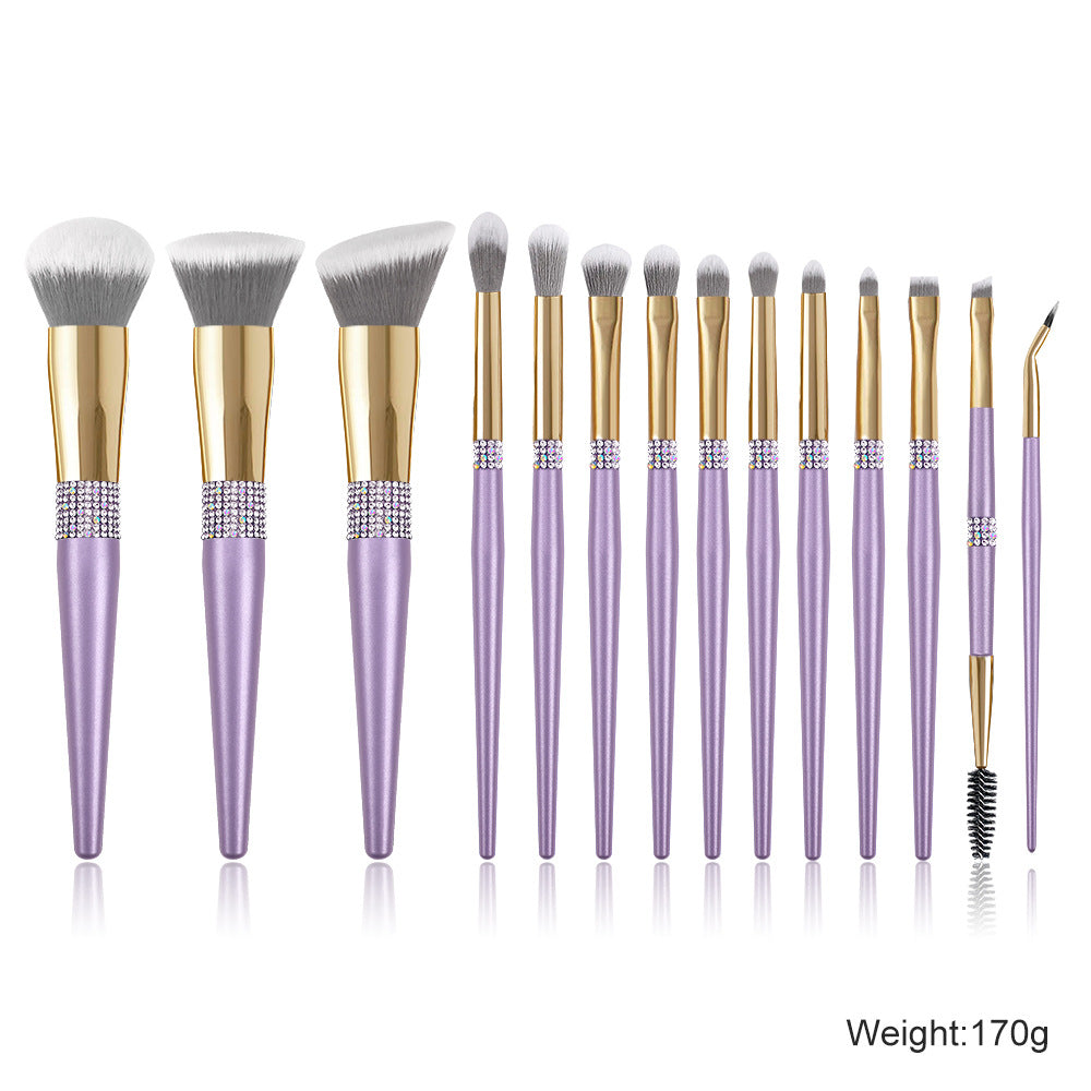 [Biyouyi new] 14 lilac purple makeup brushes suit full set of professional super soft fur makeup brushes cross-border