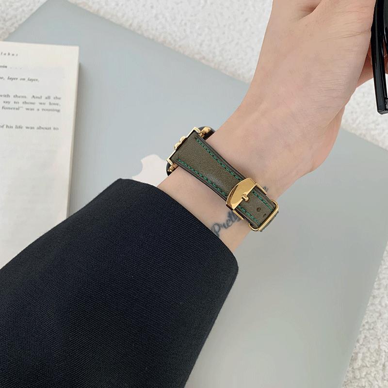 iwatch9 strap high sense genuine leather retro suitable for Apple Watch S10875se generation ultra autumn and winter leather