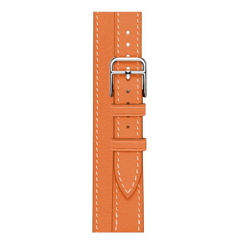 Genuine Leather slimming strap for Apple Watch iwatch8/7/6/5/4/3/SE double circle small waist strap
