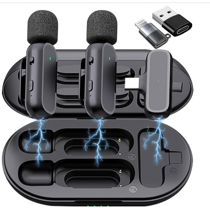k61 wireless collar clip microphone outdoor live video recording noise reduction radio k60 mini microphone with charging compartment