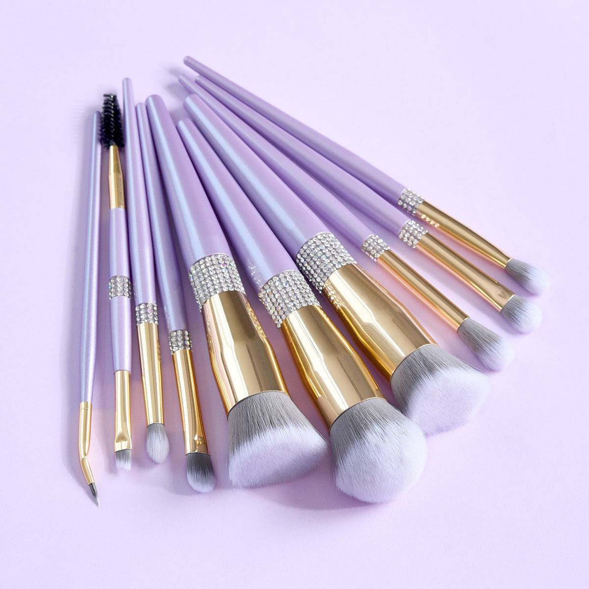 [Biyouyi new] 14 lilac purple makeup brushes suit full set of professional super soft fur makeup brushes cross-border