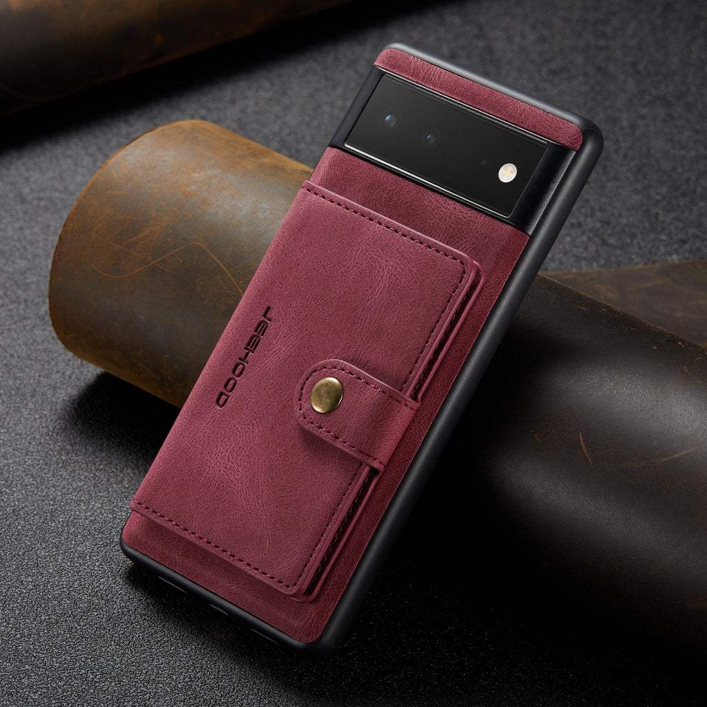 Cross-border applicable Google 7pro magnetic phone case Apple 14 leather two-in-one quick release card leather case
