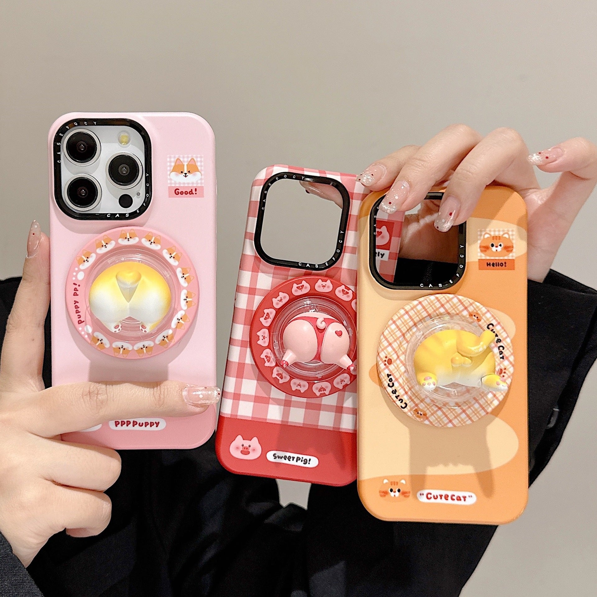 Cute pig Corgi Butt Bracket for iPhone16 Apple 15ProMax/14/13 phone case New