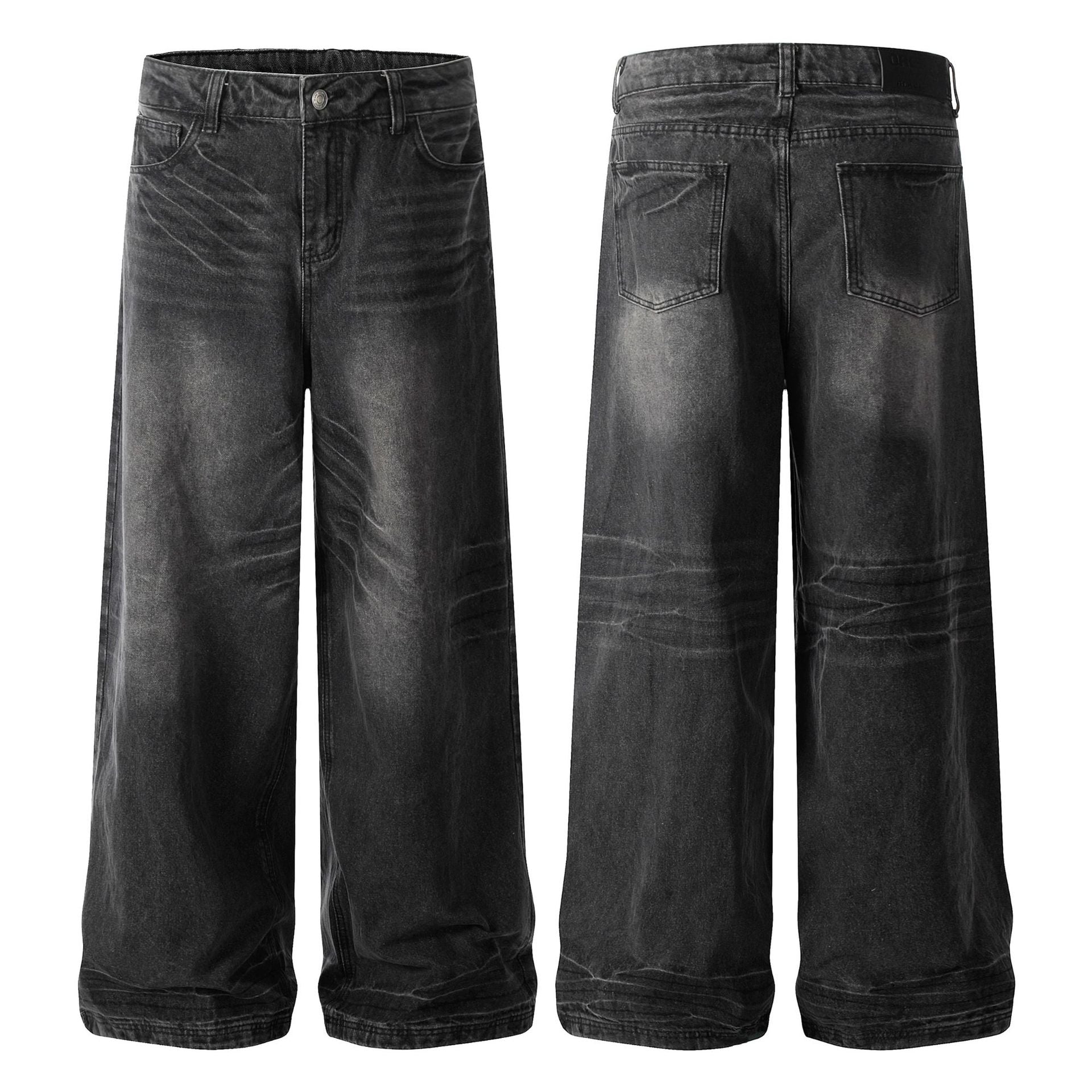 OREETA jeans American retro cat beard washed straight jeans fashion brand loose wide leg heavy jeans