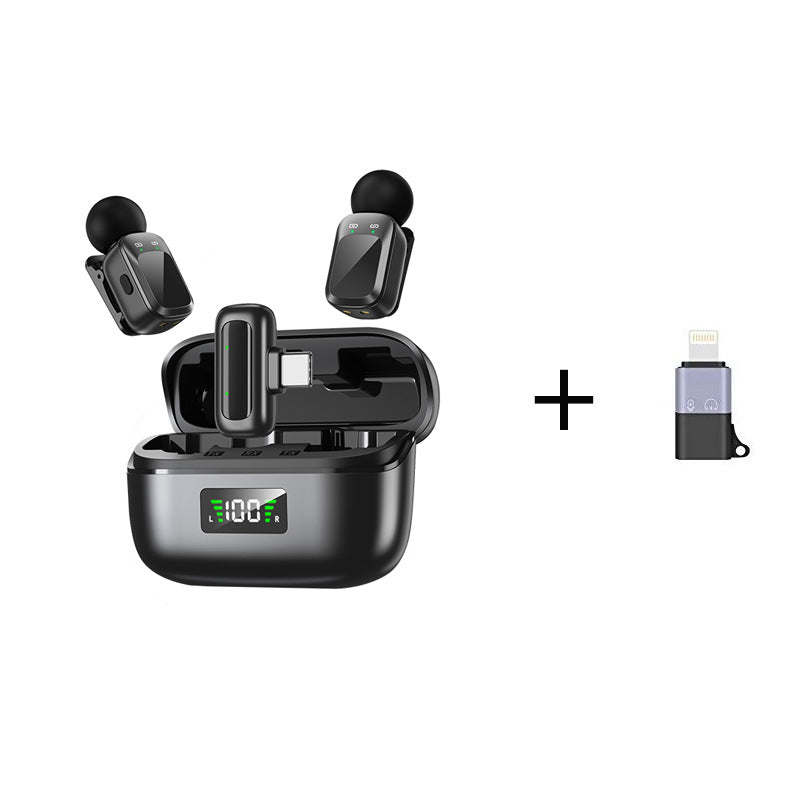 New wireless lavalier microphone mini microphone with digital display charging case live video recording noise reduction Radio