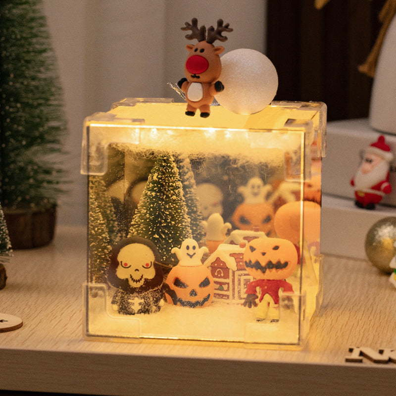 Christmas Cube small night lamp DIY cube Tulip small night lamp DIY handmade cube mirror cartoon cube mirror