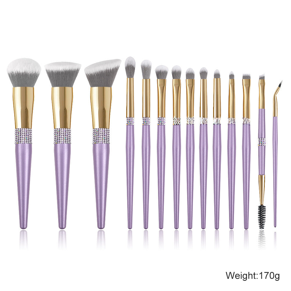 [Biyouyi new] 14 lilac purple makeup brushes suit full set of professional super soft fur makeup brushes cross-border
