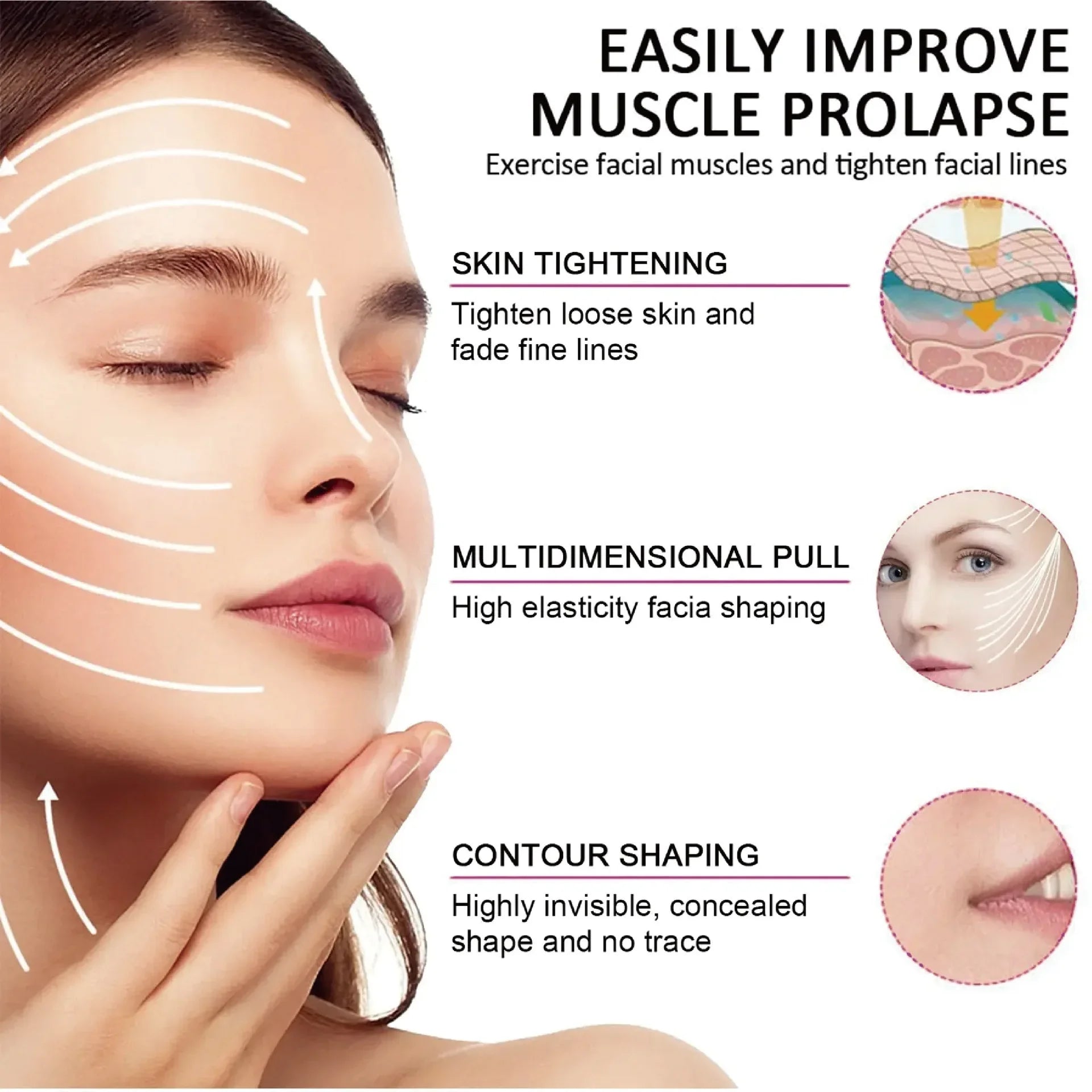Cross-border BUPY facial invisible lifting stickers tighten chin fading wrinkle lifting face pasters lifting shaping stickers