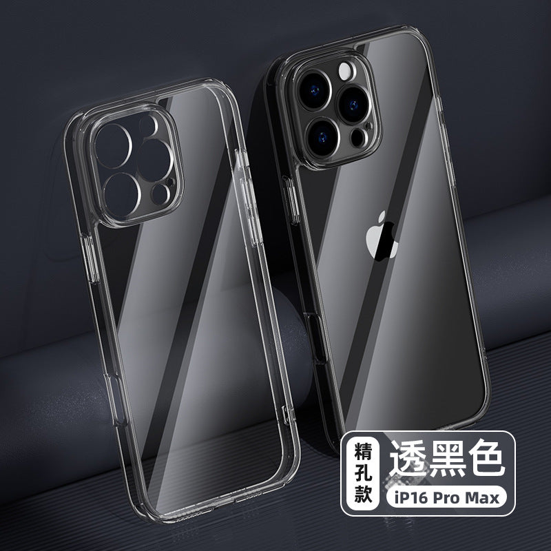 New Apple 16pro transparent glass phone case applicable iphone all-inclusive drop-resistant mobile phone protective case max shell