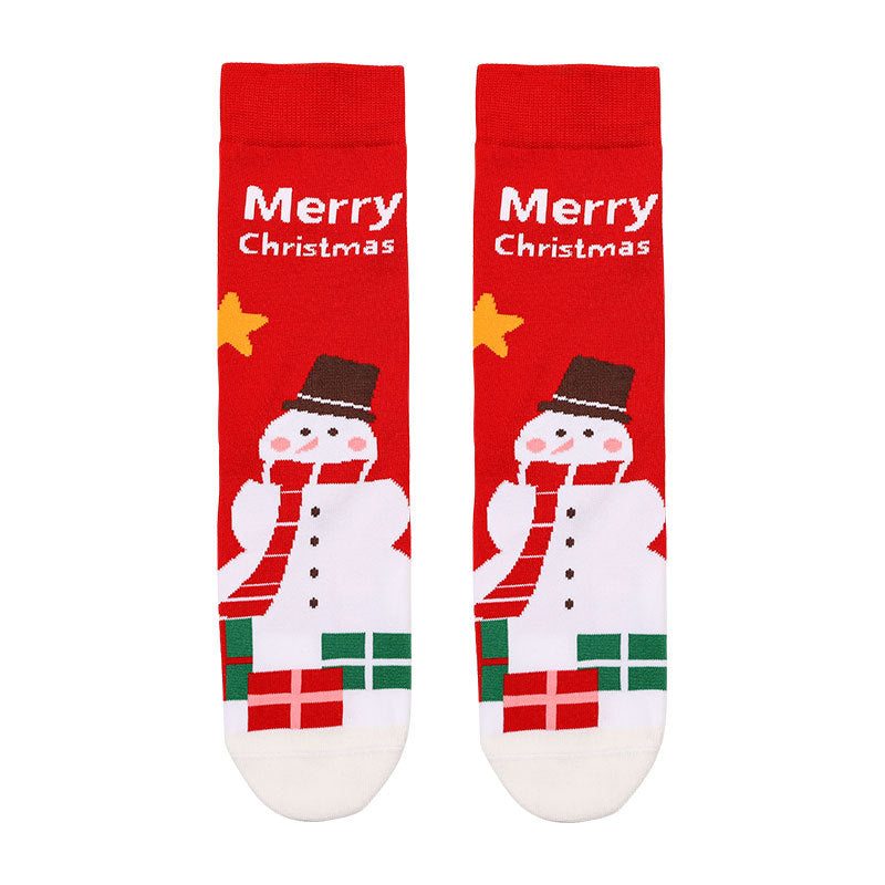 2025 Christmas socks gift box combed cotton socks autumn and winter one Amazon cross-border Christmas supply in stock red socks