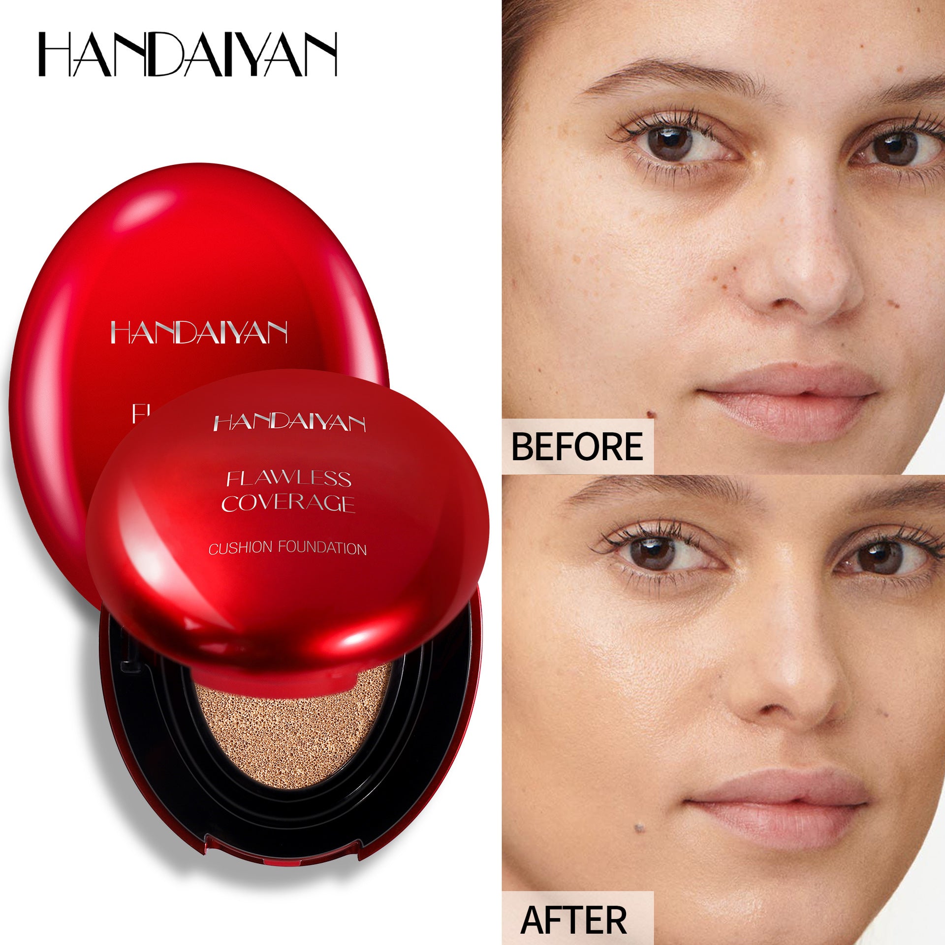 Cross-border liquid foundation concealer long lasting smear-proof makeup oily skin not stuck pink handaiyan red shell liquid foundation can't rub off