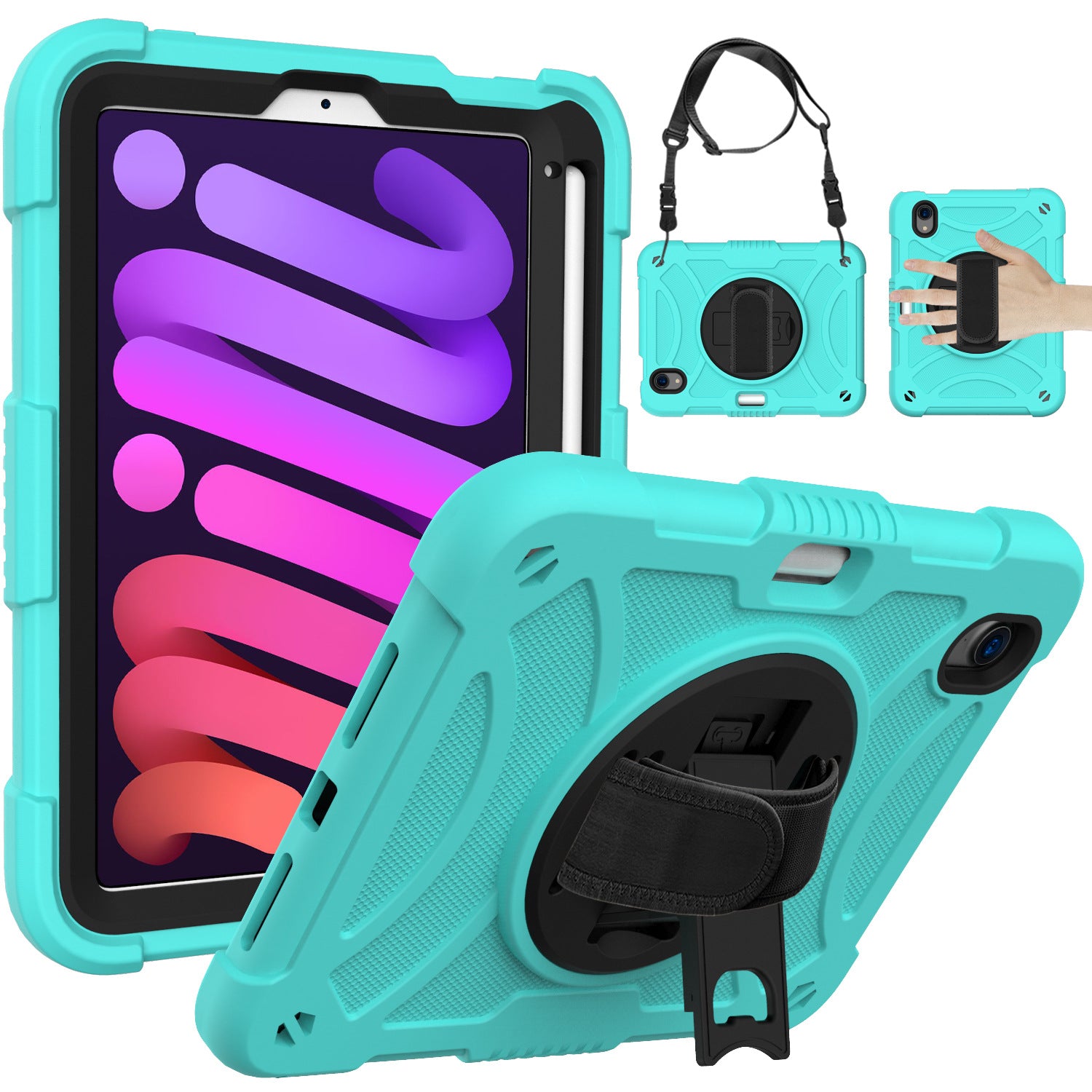 Cross-border applicable iPad mini6 tablet children 360 ° rotational and shatter-resistant silicone case with Pen slot protective case