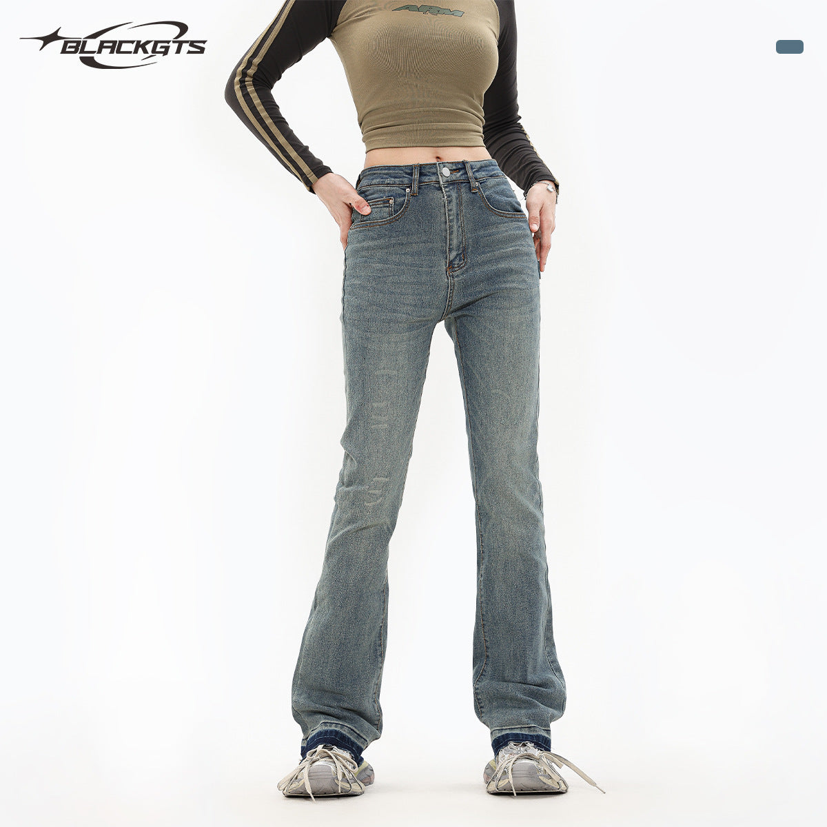 GTS jeans American style skinny jeans women's retro small jeans fashion brand washed slim jeans men