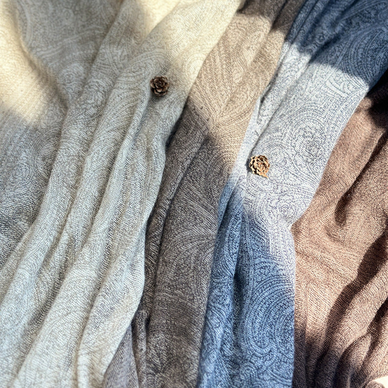 [Gift recommend] Pure cashmere shawl paisley jacquard scarf autumn and winter women's high-end 100% cashmere scarf