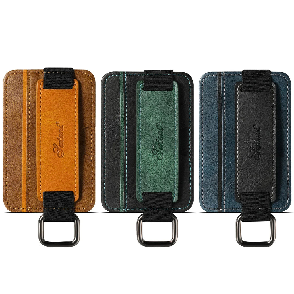 Suitable for apple leather PU Samsung bracket wrist strap Google Huawei Xiaomi 3M adhesive self-adhesive phone case card holder