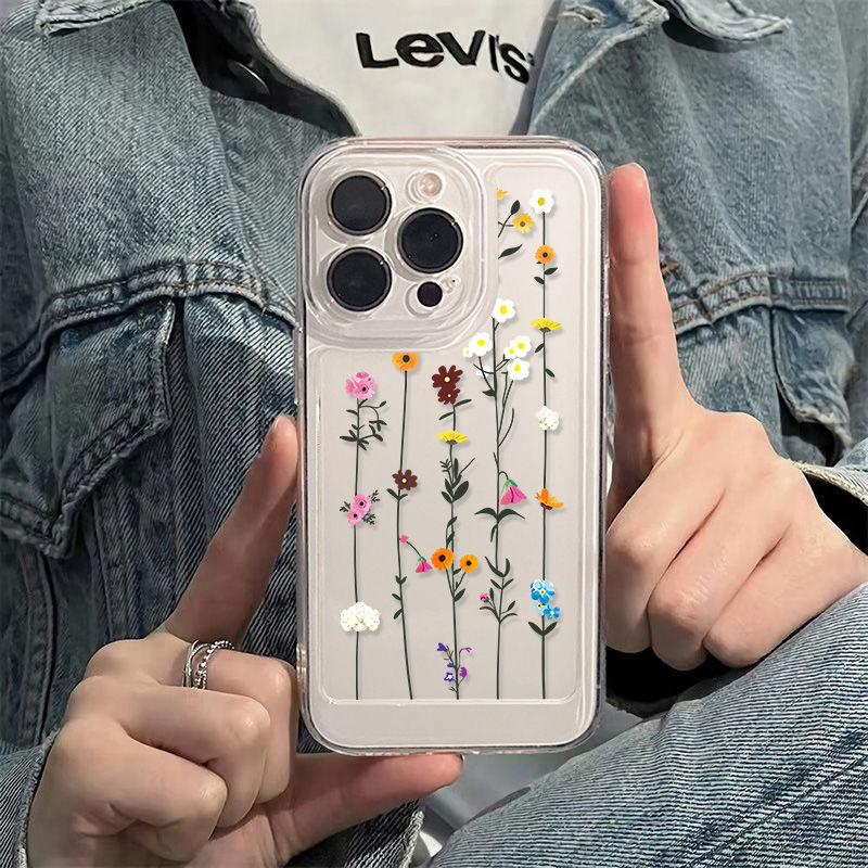 Fresh flowers for iPhone17PorMax phone case 16Pro Apple 13/14 transparent 15 foreign trade 12