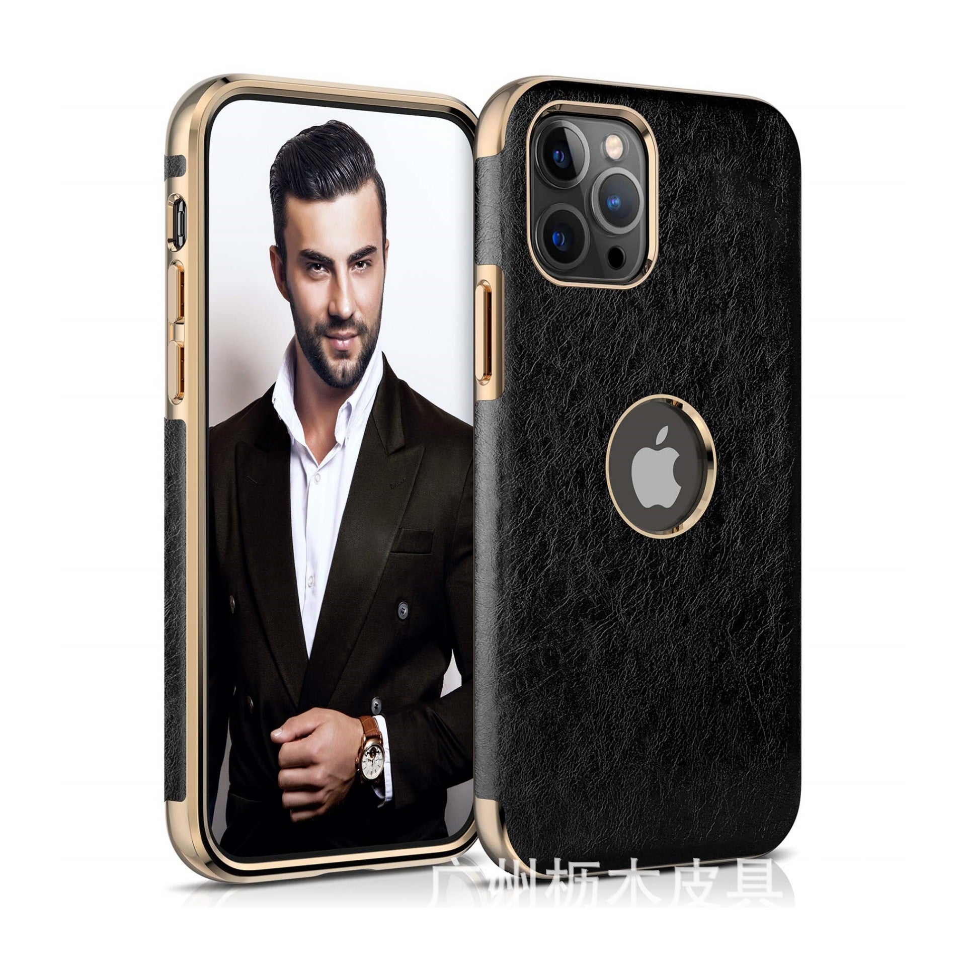 Fashion iPhone series genuine leather plating without logo mobile phone protective shell simple Apple pro All-inclusive phone case