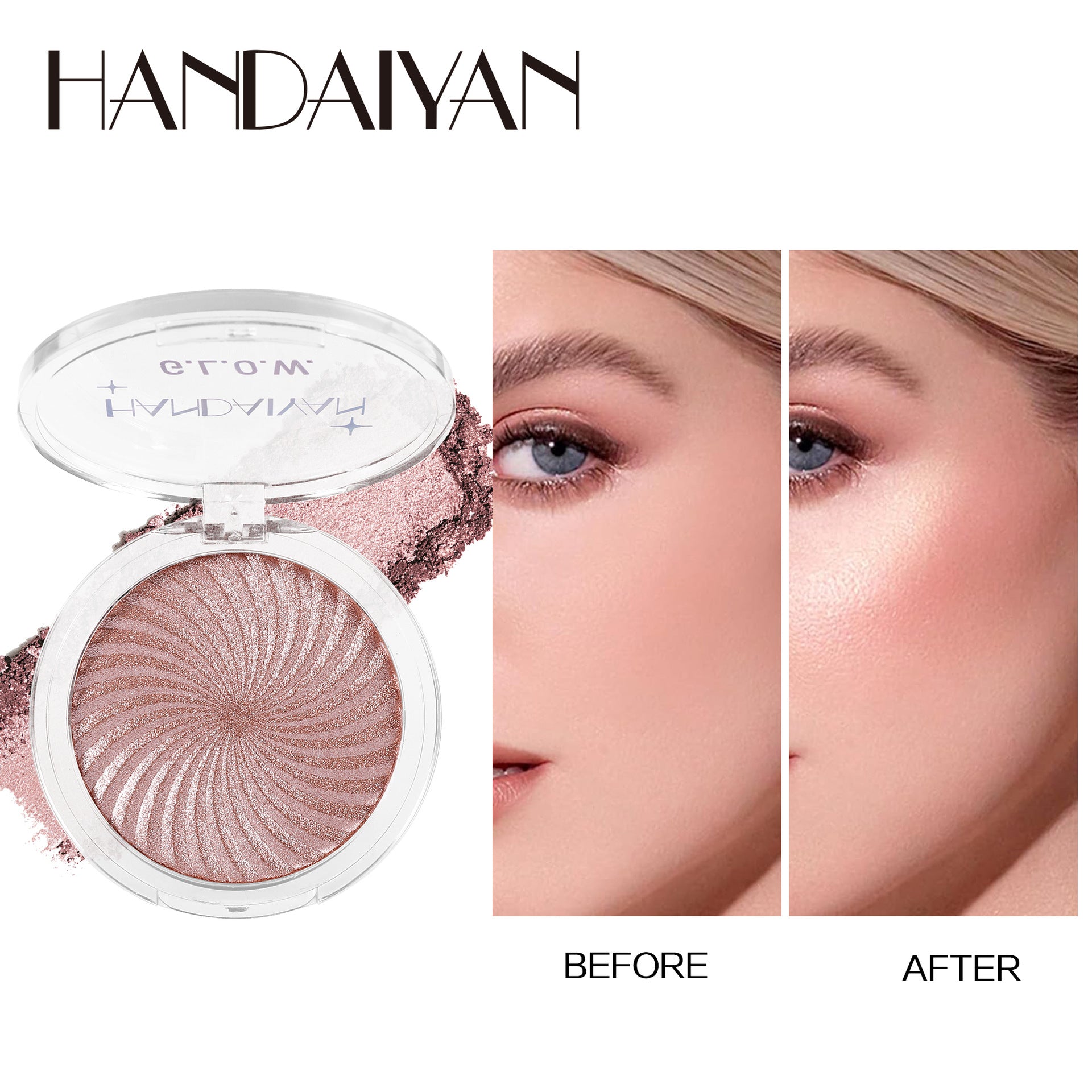 Cross-border six-color vortex highlighting powder matte thin and glittering handaiyan face powder highlight repair brightening makeup palette