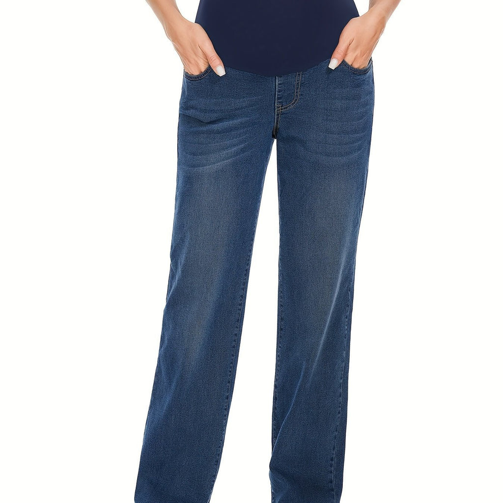 Relaxed Fit Maternity Jeans Straight Leg Over Belly Jeans