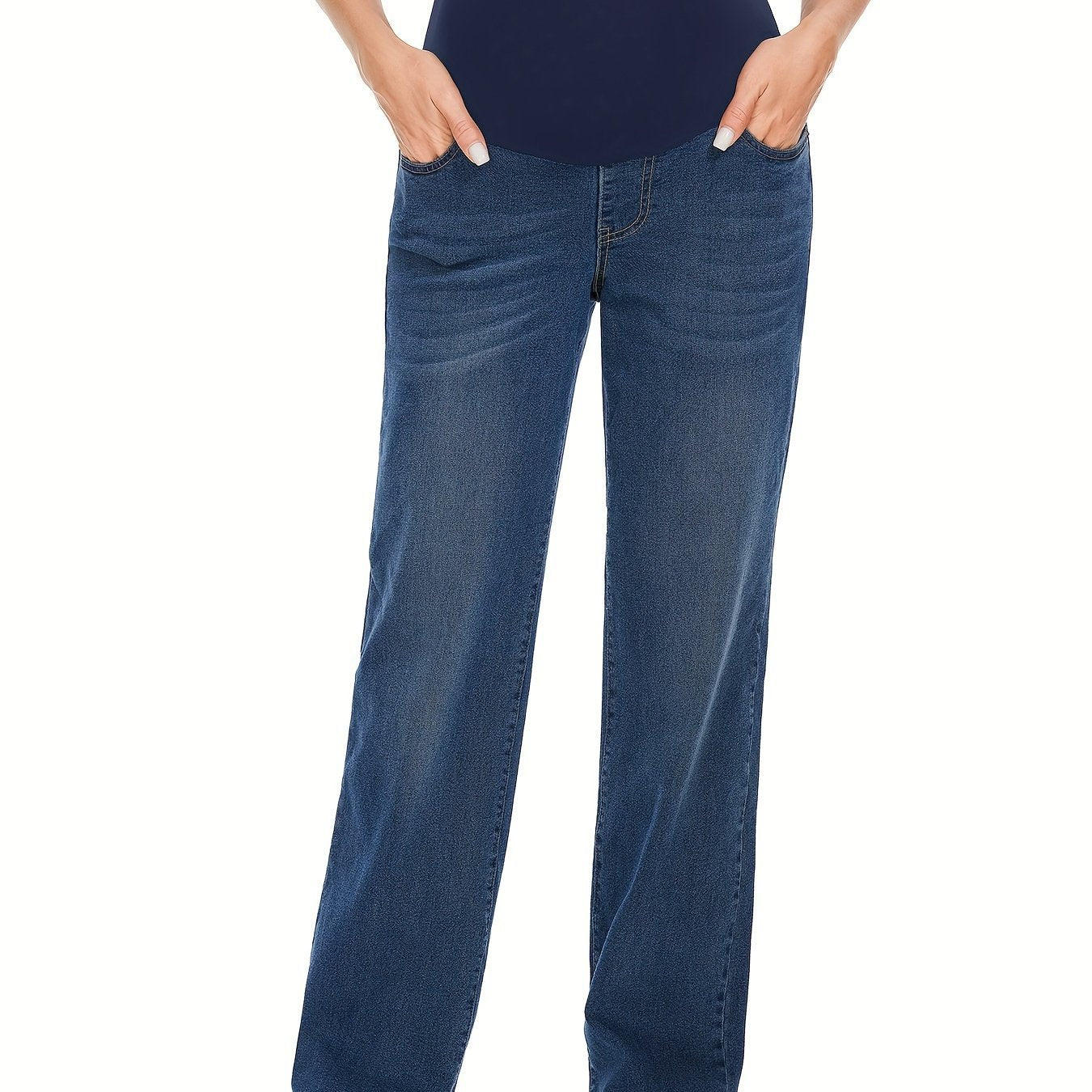 Relaxed Fit Maternity Jeans Straight Leg Over Belly Jeans
