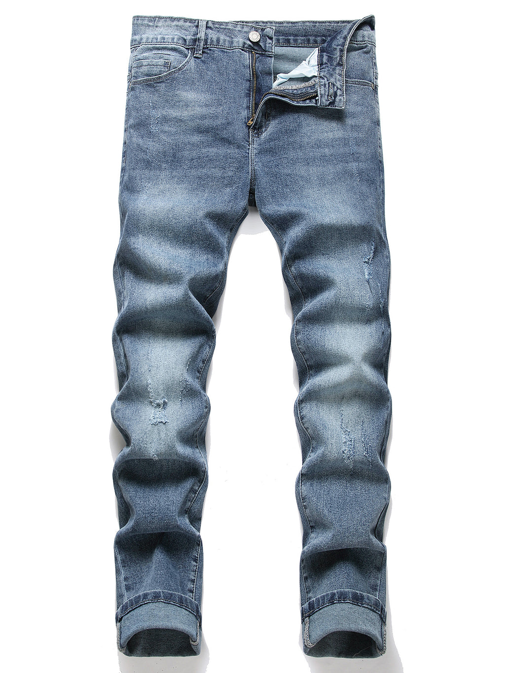 Foreign trade men's jeans stretch ripped slim jeans men