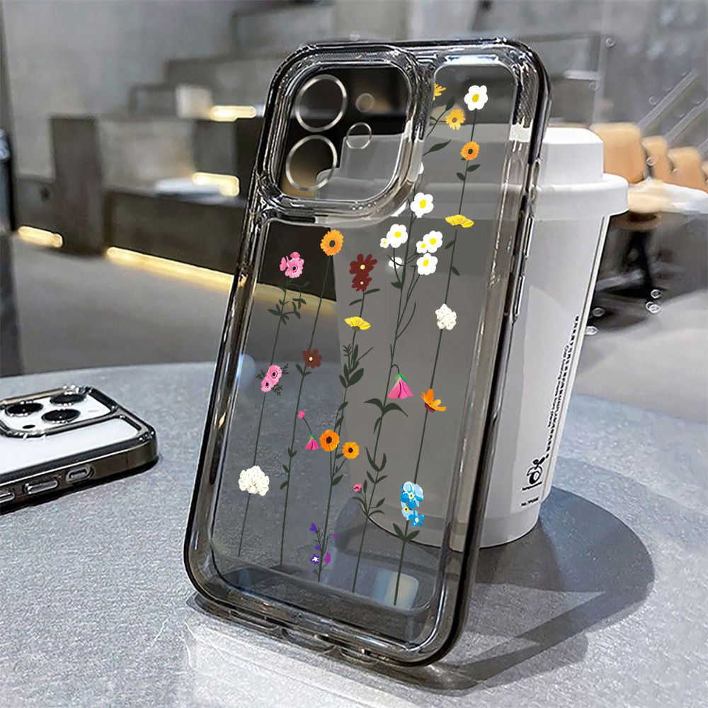 Fresh flowers for iPhone17PorMax phone case 16Pro Apple 13/14 transparent 15 foreign trade 12