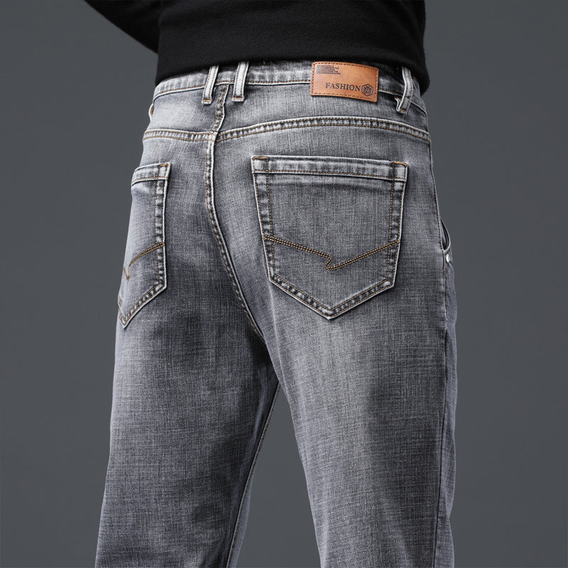 2021 autumn and winter new slim-fitting men's clothing pencil pants smoky gray jeans men's long pants men's jeans