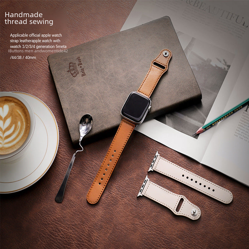 Suitable for apple apple watch3456 SE iwatch7 retro clinch top layer leather apple strap