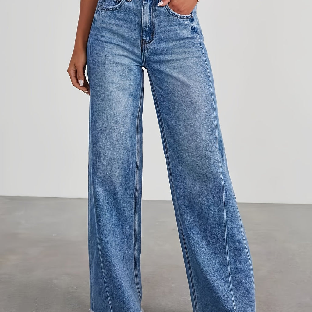 Fuzzy Jeans High Waist Wide Leg Jeans Women's Denim Jeans