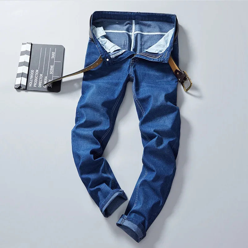 Hot selling jeans men's Stretch Slim hot elastic mid-waist fashion brand soft jeans men's wholesale fashion