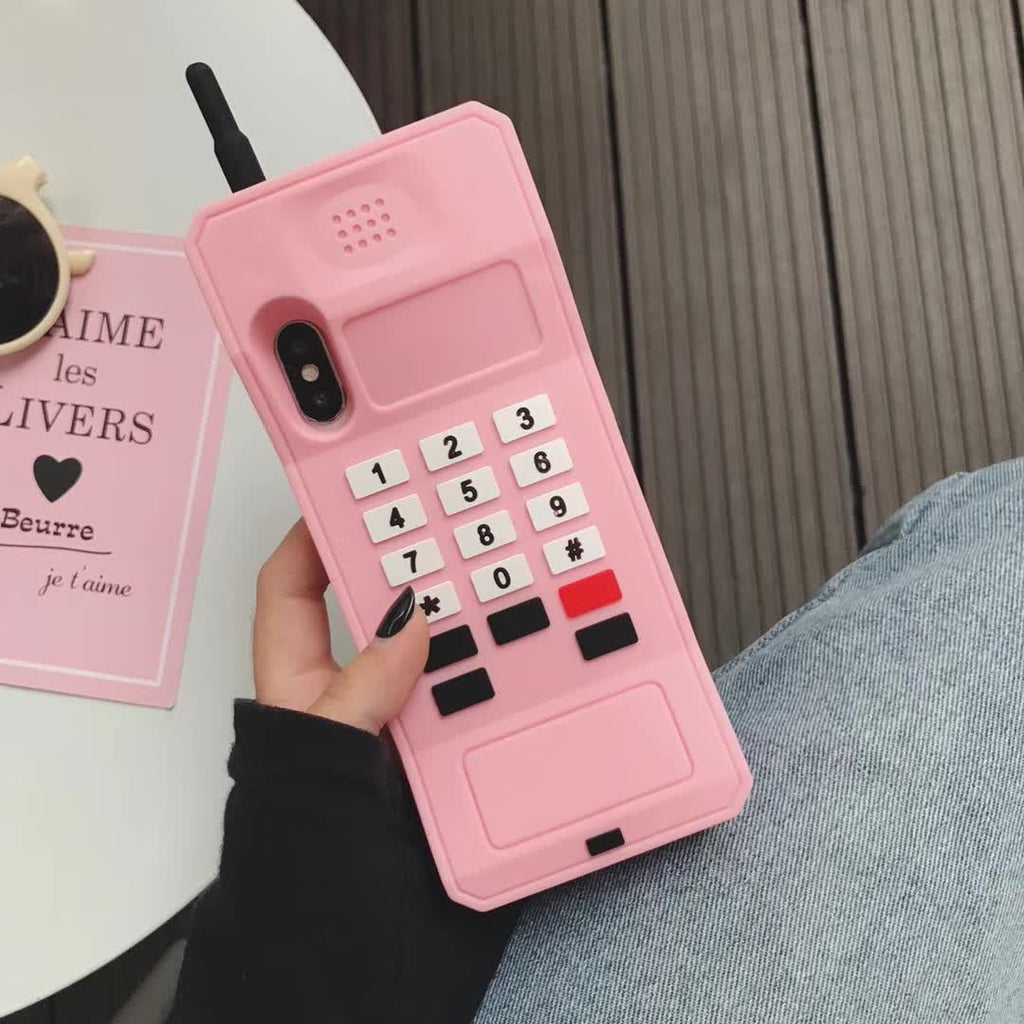 Creative retro cellular phone iphone17promax Apple 14 phone case applicable cartoon silicone three-dimensional 13 soft