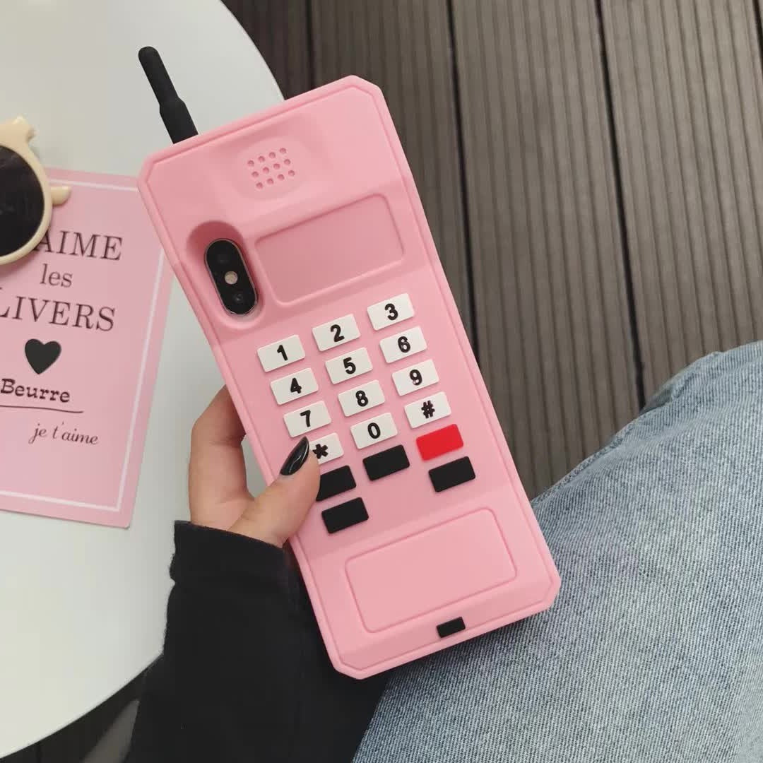 Creative retro cellular phone iphone17promax Apple 14 phone case applicable cartoon silicone three-dimensional 13 soft