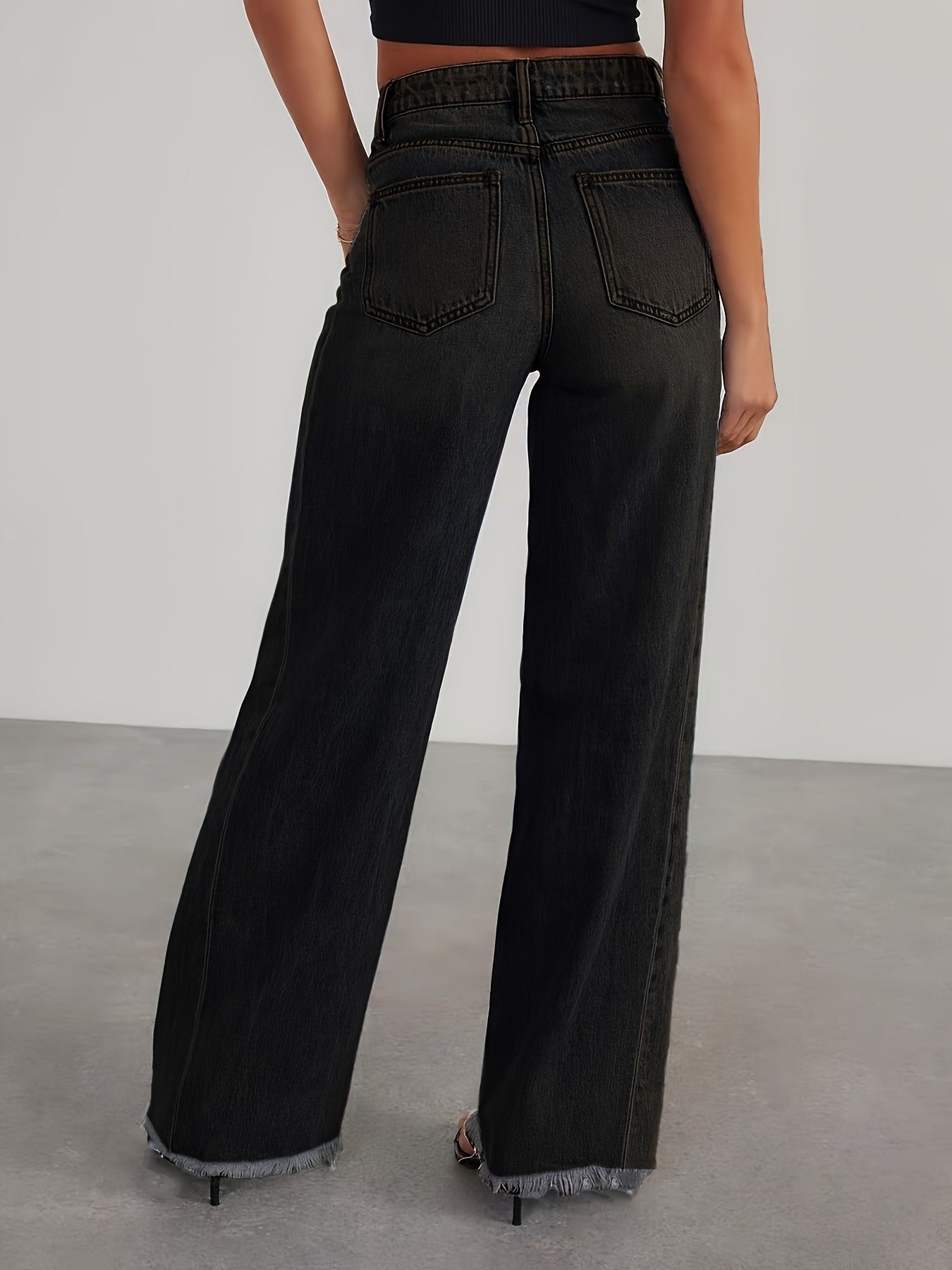 Fuzzy Jeans High Waist Wide Leg Jeans Women's Denim Jeans
