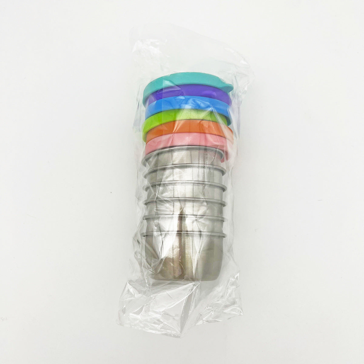 Cross-border 304 stainless steel sauce cup with silicone cover sauce cup outdoor portable tomato salad seasoning saucer dish