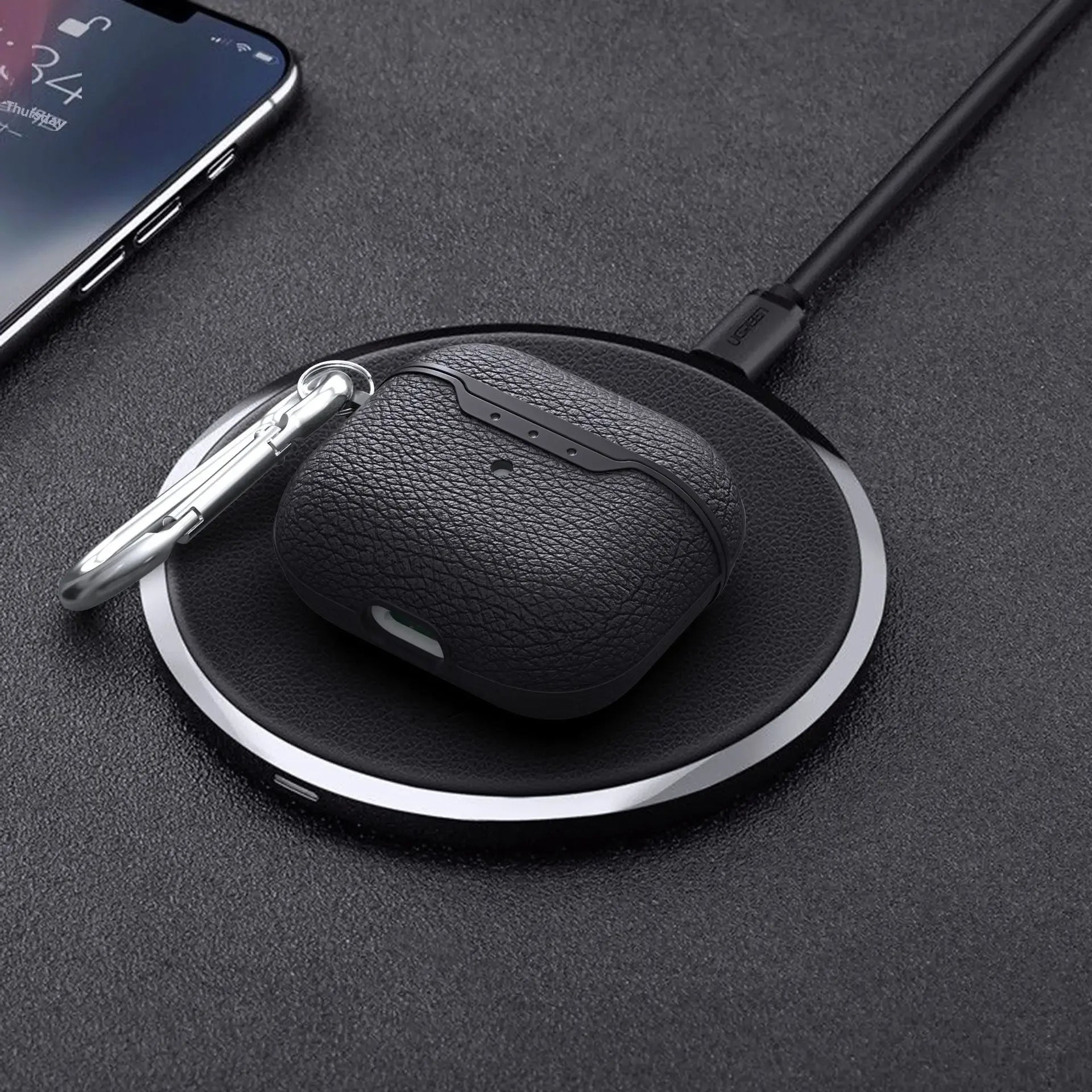 Applicable to AirPods 4 earphone sleeves 4 Generation Wireless Bluetooth litchi pattern headset protective cover simple phone case 3 generation
