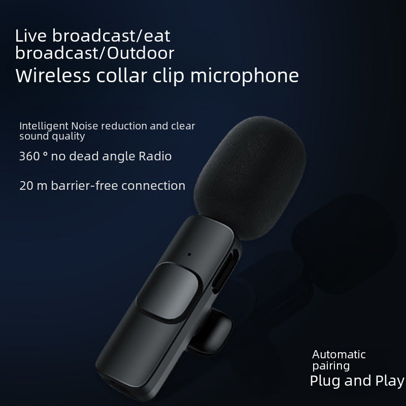 K1 wireless lavalier microphone mobile live streaming equipment New collar clip wireless mini microphone outdoor live broadcast