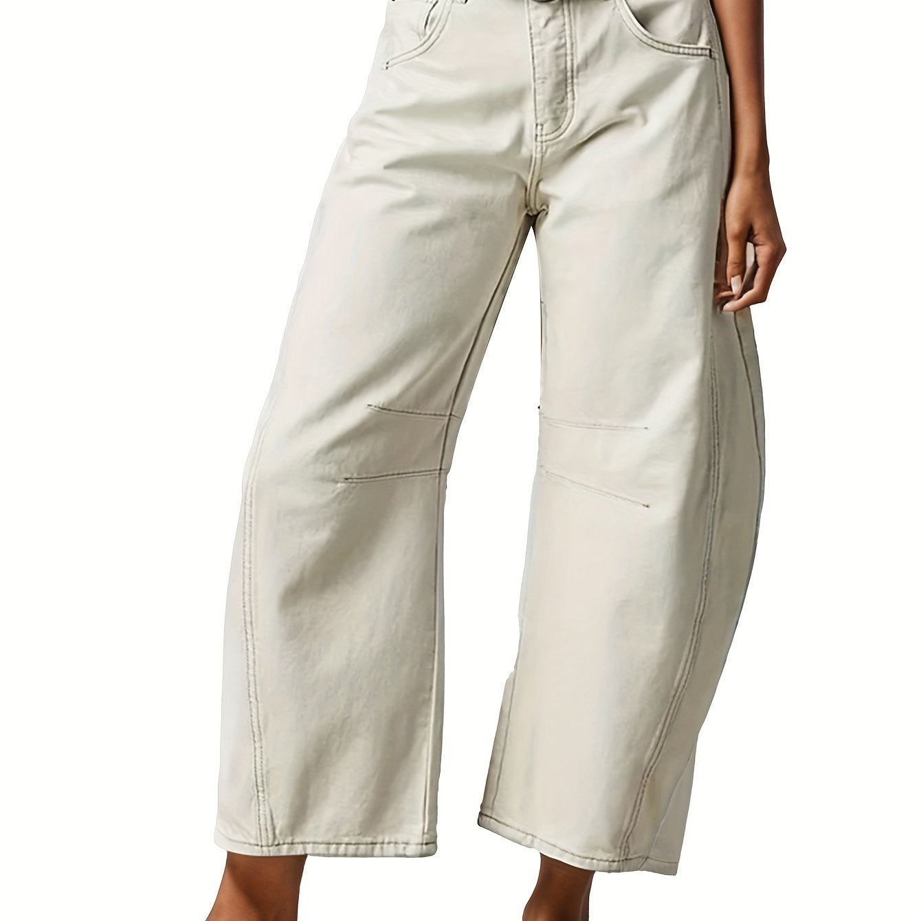 Women's Baggy Jeans Mid Waist Wide Leg Cropped Barrel Jeans