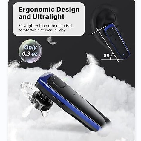 Bluetooth headset V5.0, wireless Bluetooth headset 16 hours HD call, dual microphone noise reduction