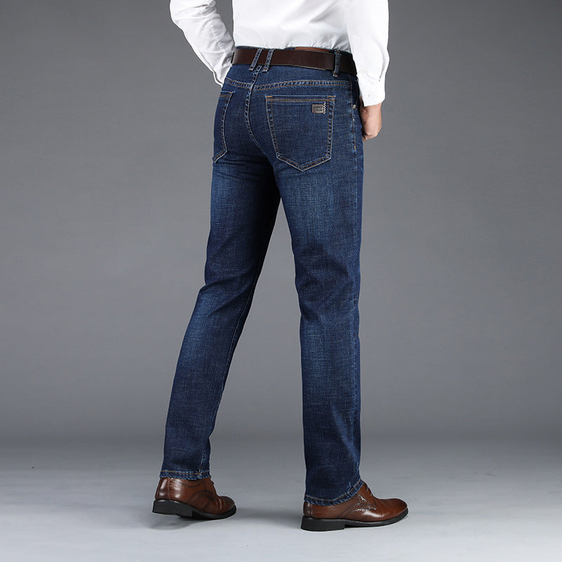 Spring and Autumn men's jeans slim straight business casual trousers men's stretch washed jeans wholesale