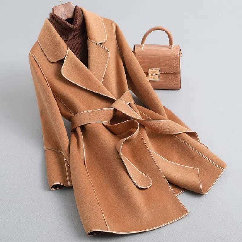 Quality 2022 winter Hong Kong style artistic retro super long sleeve pile collar women's woolen coat factory wholesale