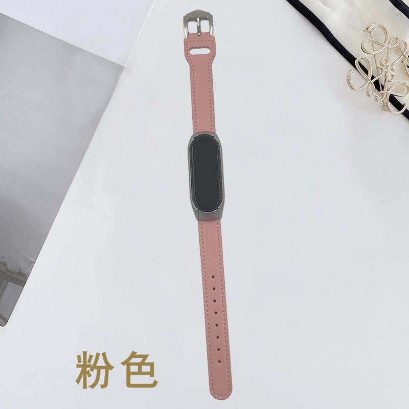 New applicable mi bracelet 5/6 7 case universal leather pure color all-matching fashion men and women bracelet watch strap