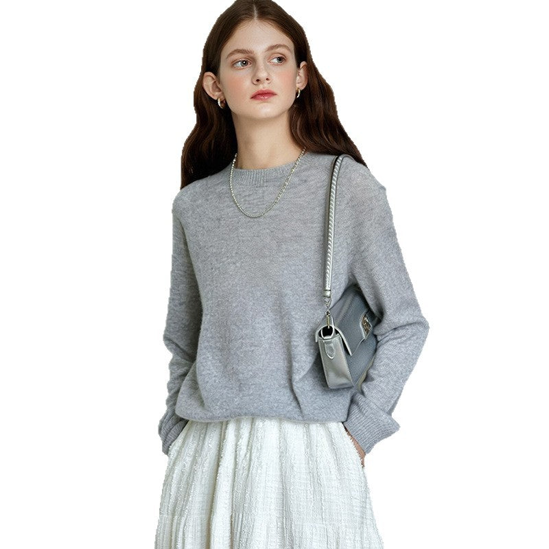 European and American old Qian Feng Shan cashmere sweater high-end classic knitted sweater round neck autumn and winter soft glutinous warm long sleeves wool top