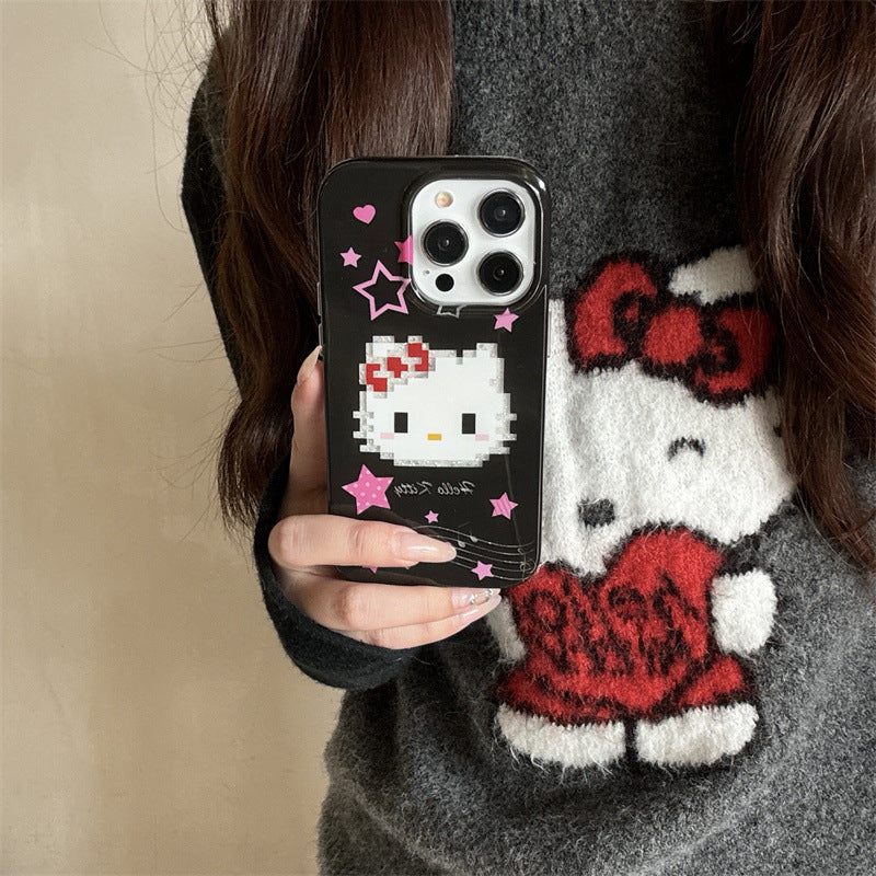 XINGX mosaic kitty suitable for iPhone16 Apple 15ProMax/14 phone case 13 chain girl's heart