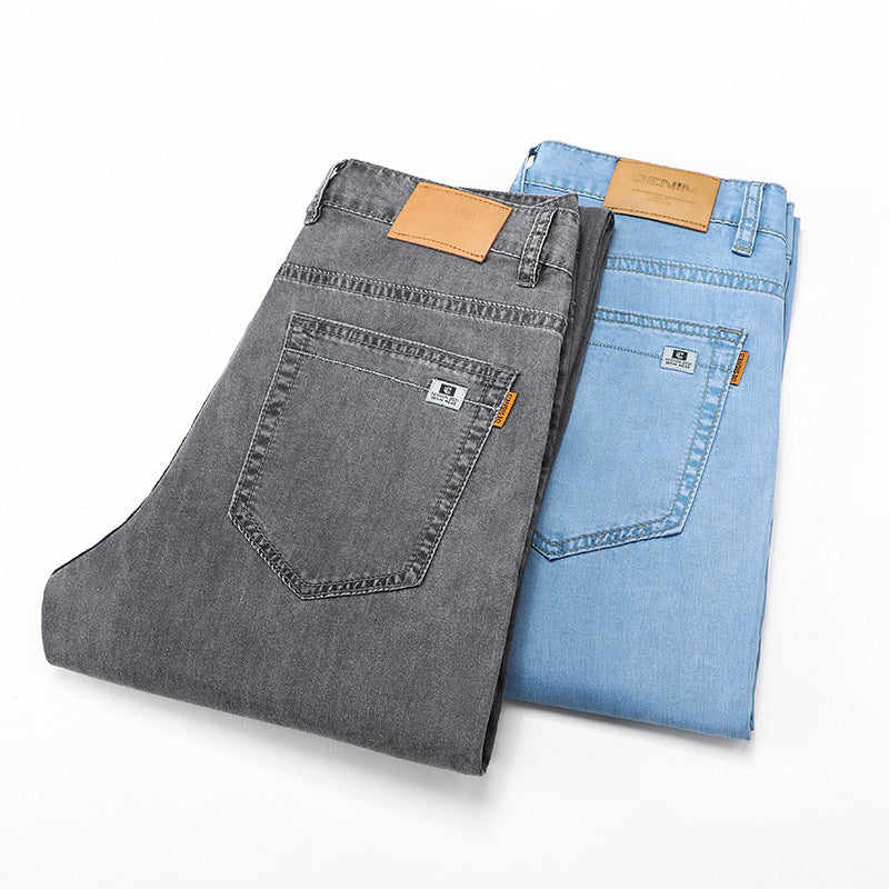 High-end Tencel regular jeans men's micro elastic all-matching comfortable teen trend casual men's straight jeans