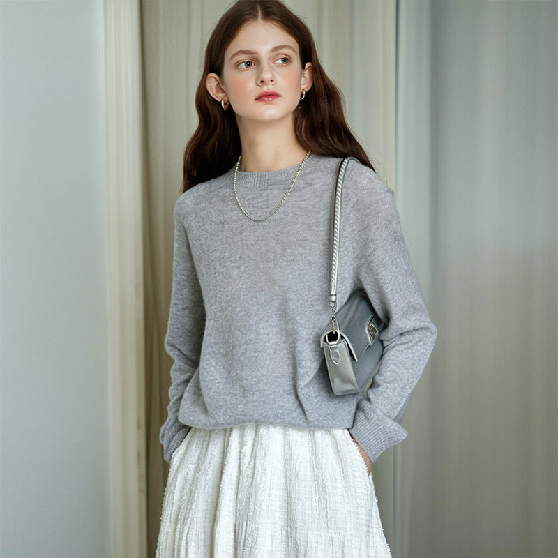 European and American old Qian Feng Shan cashmere sweater high-end classic knitted sweater round neck autumn and winter soft glutinous warm long sleeves wool top